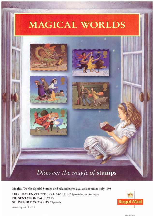 (image for) 1998 Magical Worlds Post Office A4 poster. RMN/330/98/A4.